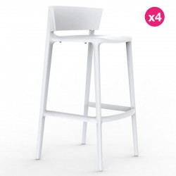 Juego de 4 taburetes de barra Vondom Africa altura del asiento 74,5 cm blanco