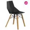 Lot de 4 Chaises Vondom Faz Wood2 Noir Pieds Chêne