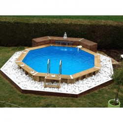 Piscina Madera Ubbink Océa 430 H120cm Forro Azul