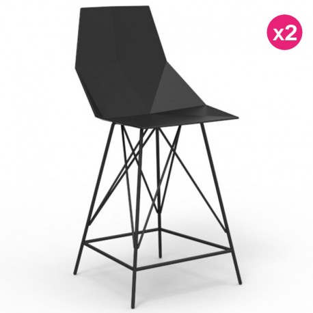 2-Pack negro y metal FAZ VONDOM taburetes altos con reposabrazos