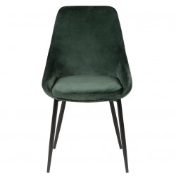 Set of 4 chairs meal velvet green with Base Metal Black Kari KosyForm