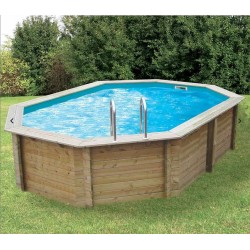 Pool Holz Sonnenwasser 490x300 H120cm Liner beige Ubbink