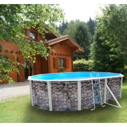 Piscine hors sol TOI Pierre Grise ovale 550x366xH120 avec kit complet