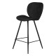 Lot de 2 Chaises plan de travail Ania Tissu Noir Piétement Métal VeryForma