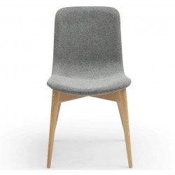 Set of 2 Dining Chairs Aty fabric Light Grey Base Natural Ash VeryForma