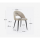 Lot de 4 Chaises Velours Beige avec dossier ergonomique pieds noirs VeryForma