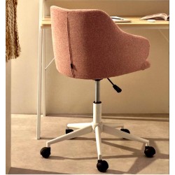 Chaise de bureau rose et pieds acier blanc mat Nara VeryForma