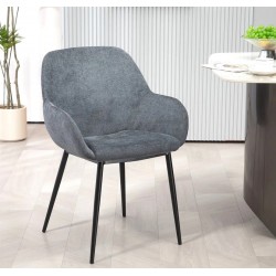 Lot de 2 Chaises Repas Ibis tissu chenille gris Pieds métal VeryForma