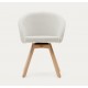 Arvin Swirl Chair in Beige Chenille Fabric and VeryForma Oak Wood Legs